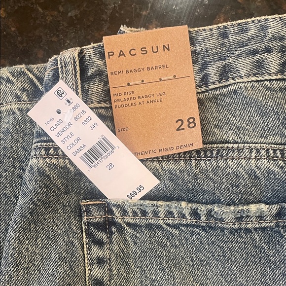 NWT-PacSun Remi Baggy Barrel Jeans in Classic Blue, Size 28 - Picture 3 of 7
